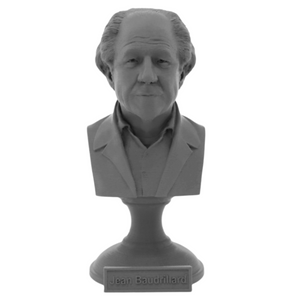 Jean Baudrillard French Sociologist and Philosopher Sculpture Bust on Pedestal