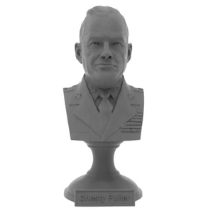 Lewis Burwell "Chesty" Puller Legendary US Marine Corps General Sculpture Bust on Pedestal
