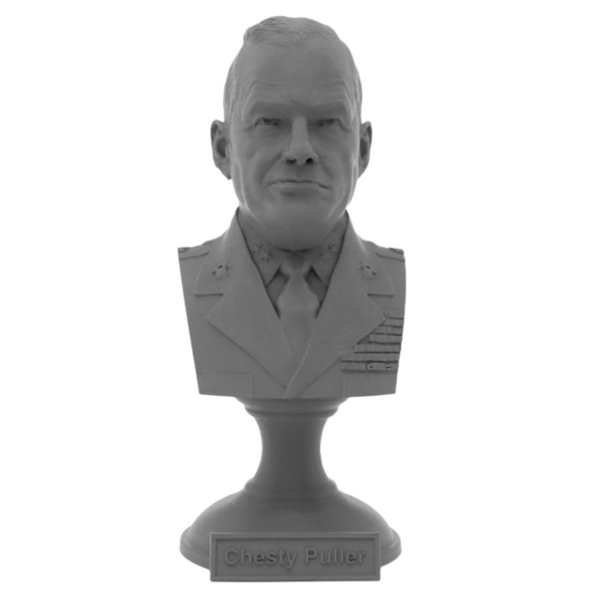 Lewis Burwell "Chesty" Puller Legendary US Marine Corps General Sculpture Bust on Pedestal