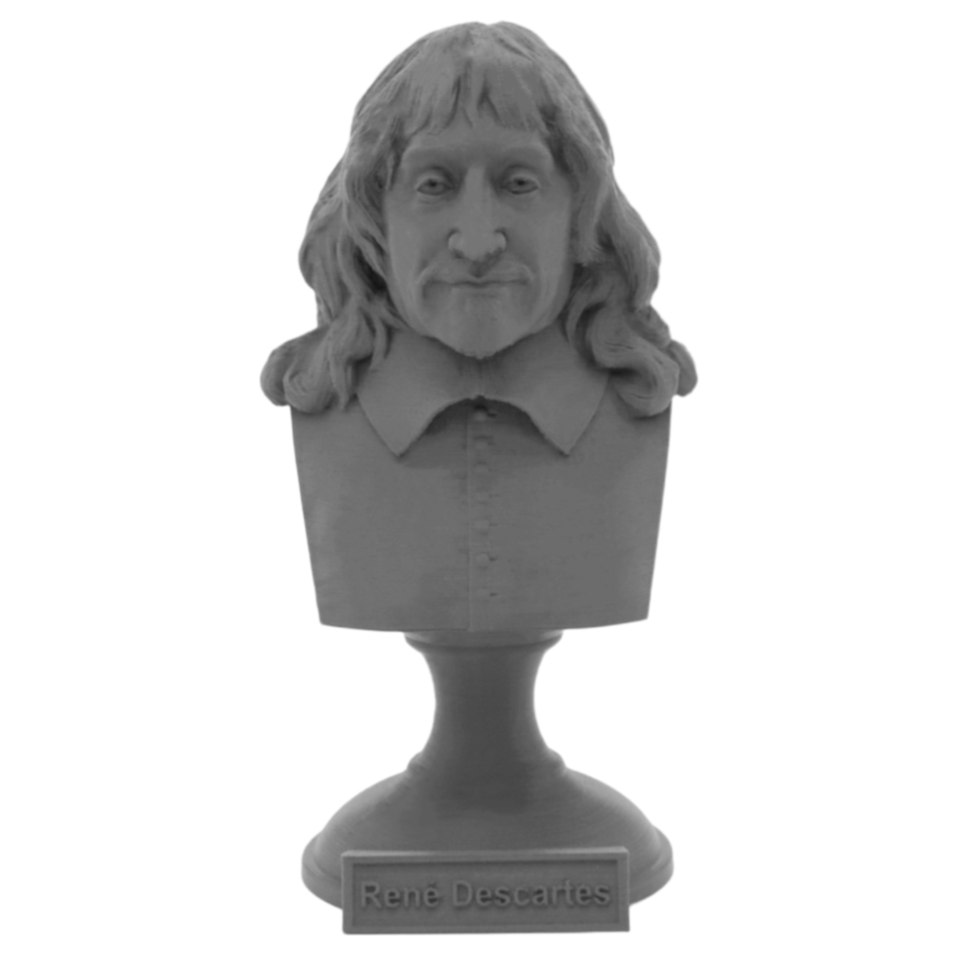 René Descartes French Philosopher, Mathematician, and Scientist Sculpture Bust on Pedestal