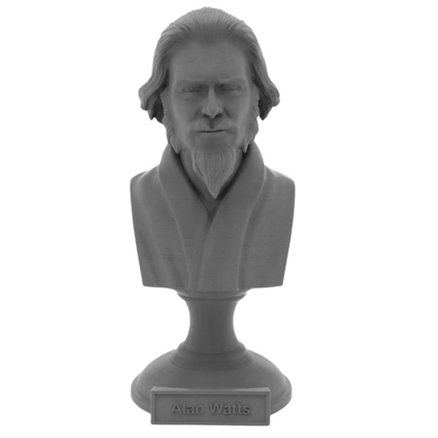 Alan Watts British Philosopher Sculpture Bust on Pedestal