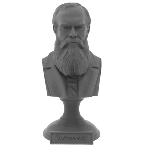 Fyodor Dostoevsky Russian Writer Sculpture Bust on Pedestal