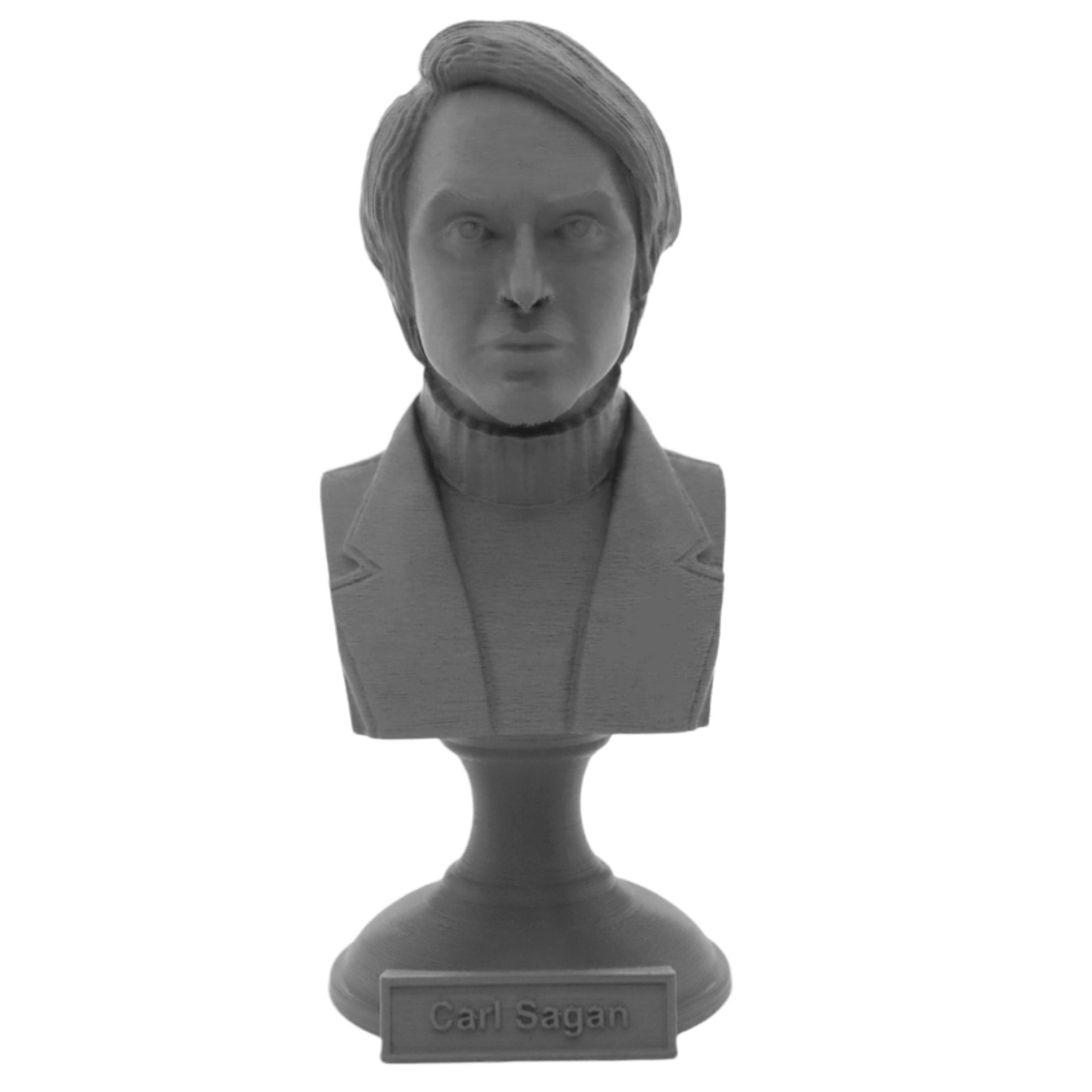 Carl Sagan Famous American Astronomer Sculpture Bust on Pedestal