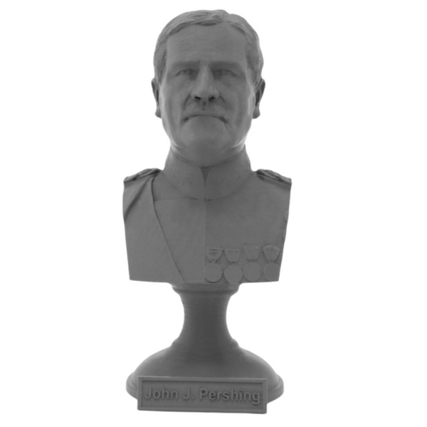 John Pershing Legendary US Army General and General of the Armies Sculpture Bust on Pedestal
