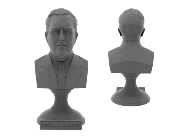 Franklin Delano Roosevelt, 32nd US President, Sculpture Bust on Pedestal