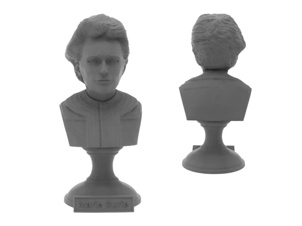 Marie Curie Polish Chemist, Nobel Prize Winner, and Researcher of Radioactivity Sculpture Bust on Pedestal