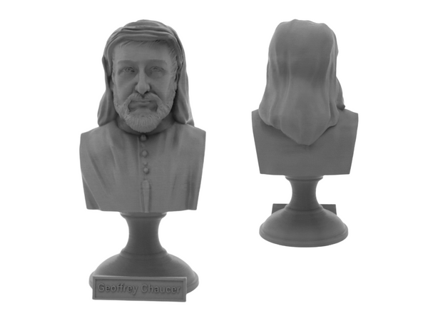Geoffrey Chaucer English Poet Sculpture Bust on Pedestal