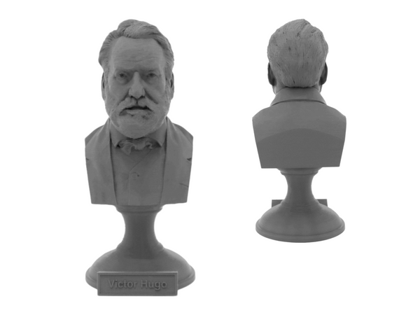 Victor Hugo Famous French Novelist Sculpture Bust on Pedestal