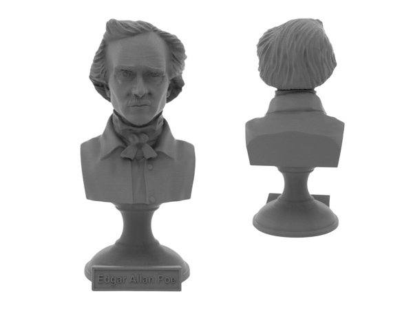 Edgar Allan Poe American Writer Sculpture Bust on Pedestal