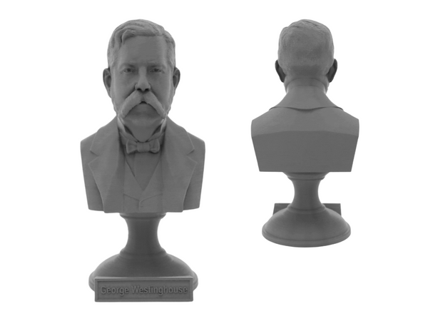George Westinghouse Jr. Famous American Businessman and Engineer Sculpture Bust on Pedestal