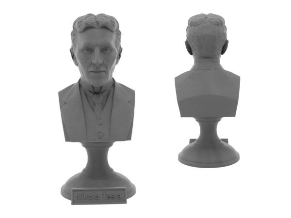 Nikola Tesla Famous Inventor, Electrical Engineer, and Futurist Sculpture Bust on Pedestal