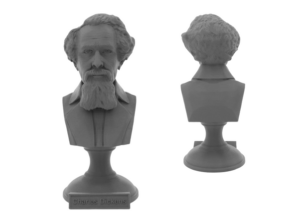Charles Dickens English Writer Sculpture Bust on Pedestal