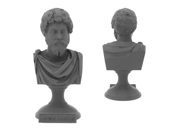 Marcus Aurelius Roman Emperor and Philosopher Sculpture Bust on Pedestal