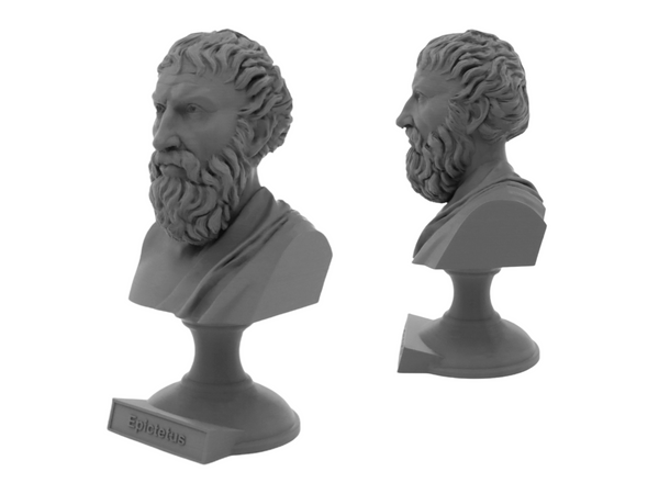 Epictetus Greek Stoic Philosopher Sculpture Bust on Pedestal