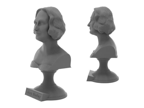 Mary Shelley English Novelist Sculpture Bust on Pedestal