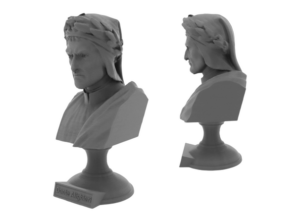 Dante Alighieri Italian Poet, Writer, and Philosopher Sculpture Bust on Pedestal
