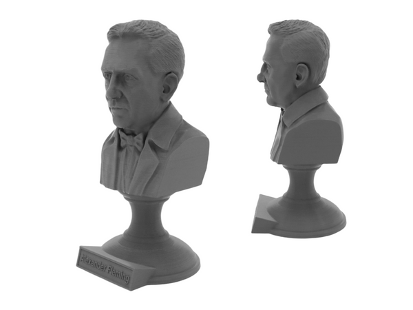 Alexander Fleming Famous Scottish Biologist, Physician, and Pharmacologist Sculpture Bust on Pedestal