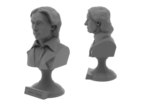 John Keats English Romantic Poet Sculpture Bust on Pedestal