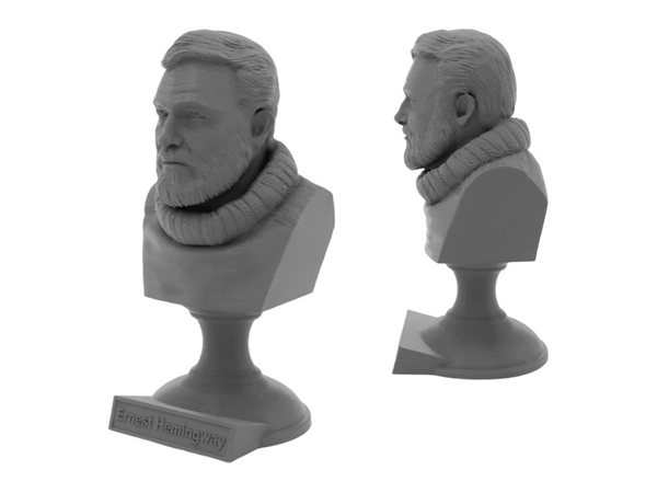Ernest Hemingway American Writer Sculpture Bust on Pedestal