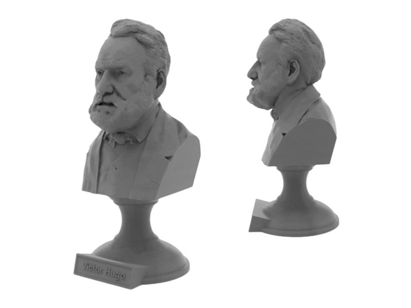 Victor Hugo Famous French Novelist Sculpture Bust on Pedestal