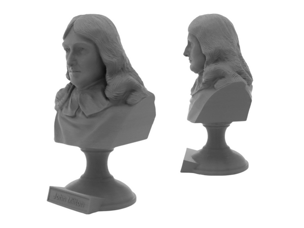 John Milton English Poet Sculpture Bust on Pedestal
