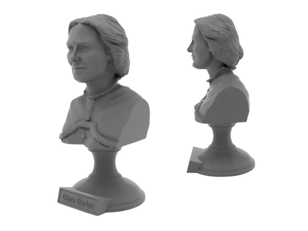 Clara Barton American Nurse Sculpture Bust on Pedestal