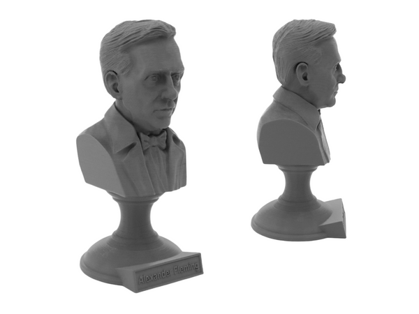 Alexander Fleming Famous Scottish Biologist, Physician, and Pharmacologist Sculpture Bust on Pedestal