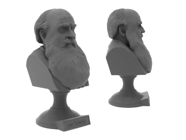 Leo Tolstoy Russian Writer Sculpture Bust on Pedestal