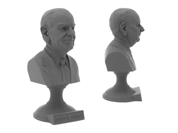 Lyndon B. Johnson, 36th US President, Sculpture Bust on Pedestal