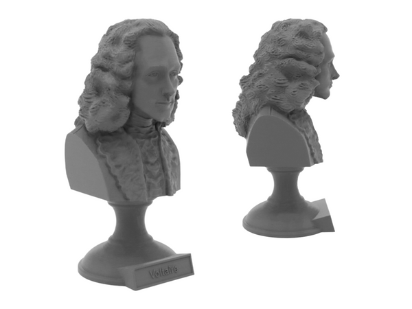 Voltaire French Enlightenment Philosopher Sculpture Bust on Pedestal