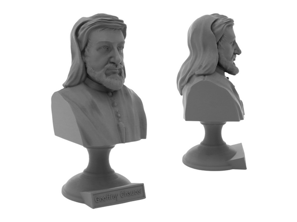 Geoffrey Chaucer English Poet Sculpture Bust on Pedestal