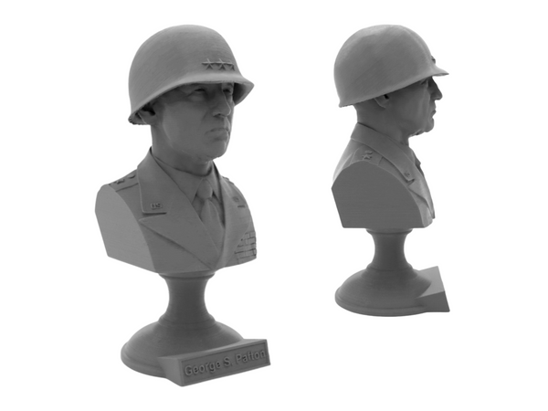 George S Patton Legendary US Army General Sculpture Bust on Pedestal