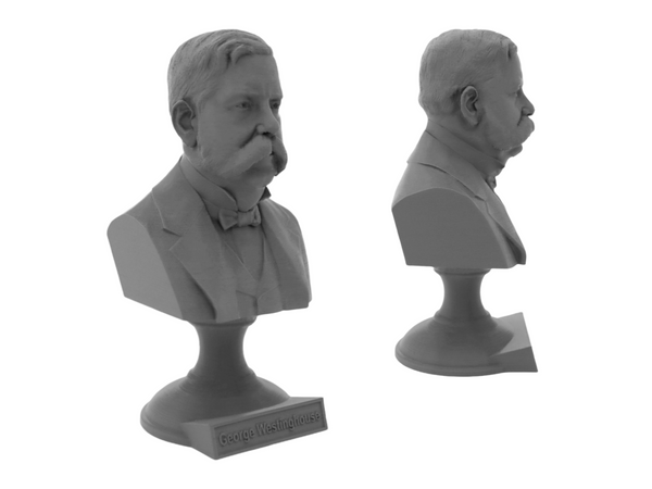 George Westinghouse Jr. Famous American Businessman and Engineer Sculpture Bust on Pedestal
