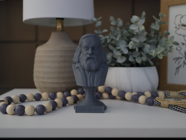 Dmitri Mendeleev Famous Russian Chemist and Inventor Sculpture Bust on Pedestal