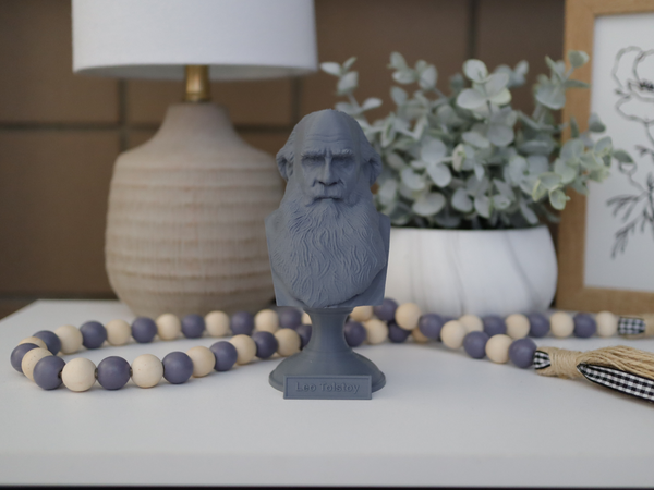 Leo Tolstoy Russian Writer Sculpture Bust on Pedestal