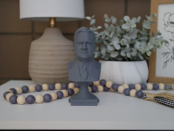 Herbert Hoover, 31st US President, Sculpture Bust on Pedestal