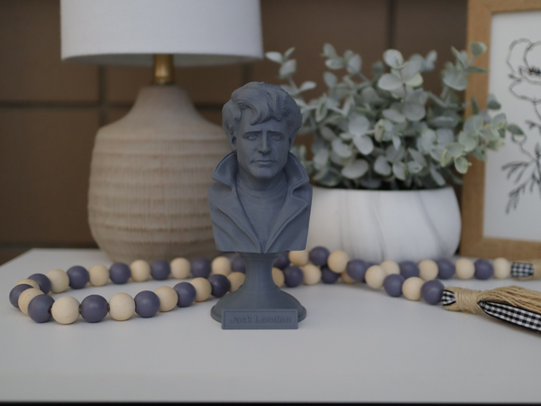 Jack London American Novelist Sculpture Bust on Pedestal