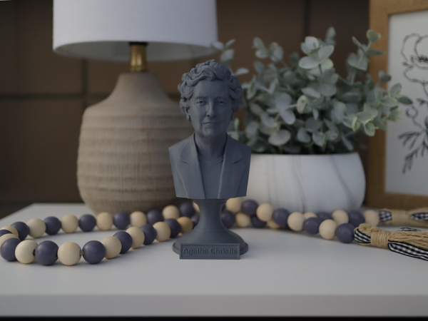 Agatha Christie Famous English Writer Sculpture Bust on Pedestal