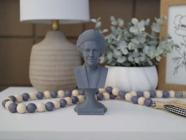 Margaret Thatcher British Prime Minister Sculpture Bust on Pedestal