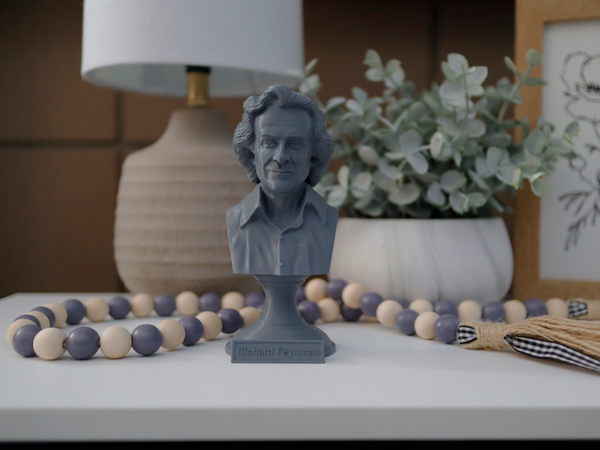 Richard Feynman Famous American Physicist and Mathematician Sculpture Bust on Pedestal