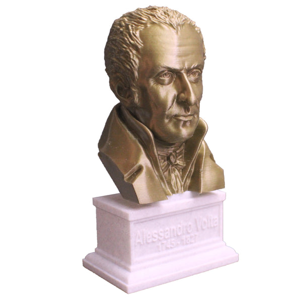 Alesandro Volta Italian Pioneer of Electricity and Power Sculpture Bust on Box Plinth