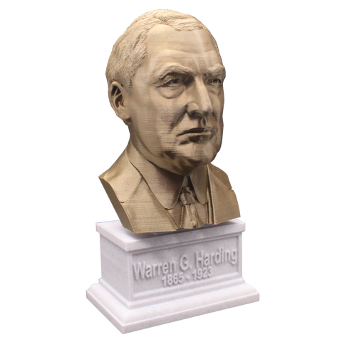 Warren G. Harding, 29th US President, Sculpture Bust on Box Plinth