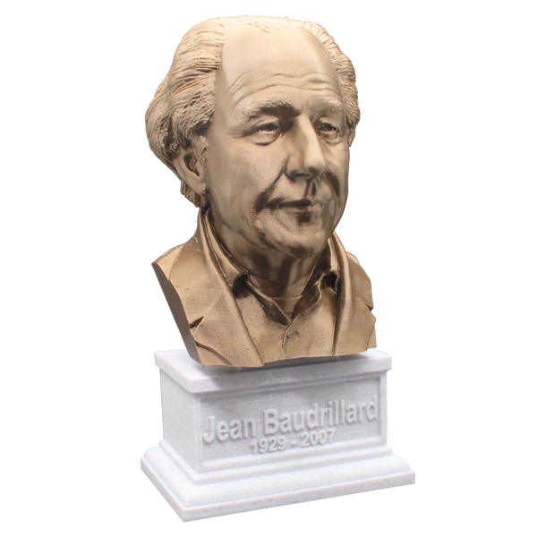 Jean Baudrillard French Sociologist and Philosopher Sculpture Bust on Box Plinth
