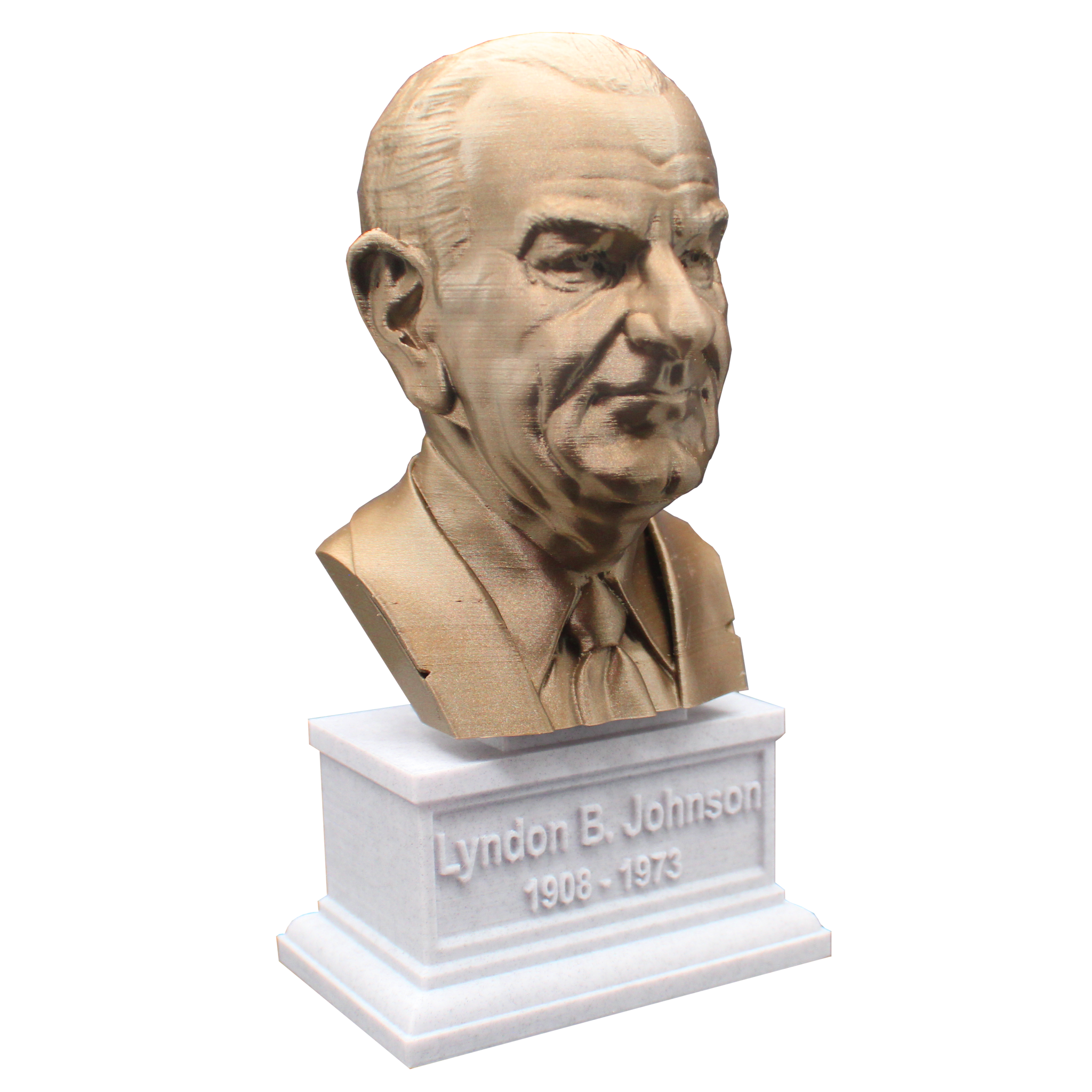 Lyndon B. Johnson, 36th US President, Sculpture Bust on Box Plinth