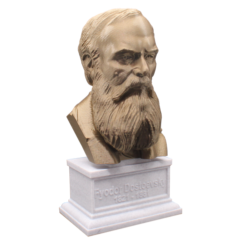 Fyodor Dostoevsky, Famous Russion Writer and Philosopher, Sculpture Bust on Box Plinth