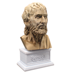 Seneca the Younger Greek Stoic Philosopher Sculpture Bust on Box Plinth