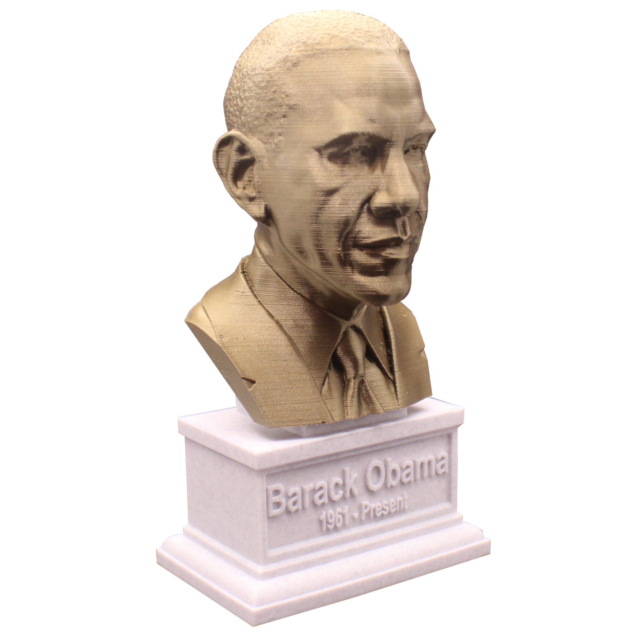 Barack Obama, 44th US President, Sculpture Bust on Box Plinth
