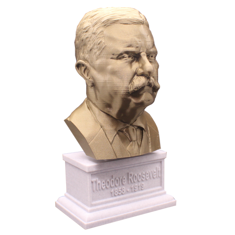 Theodore Roosevelt, 26th US President, Sculpture Bust on Box Plinth