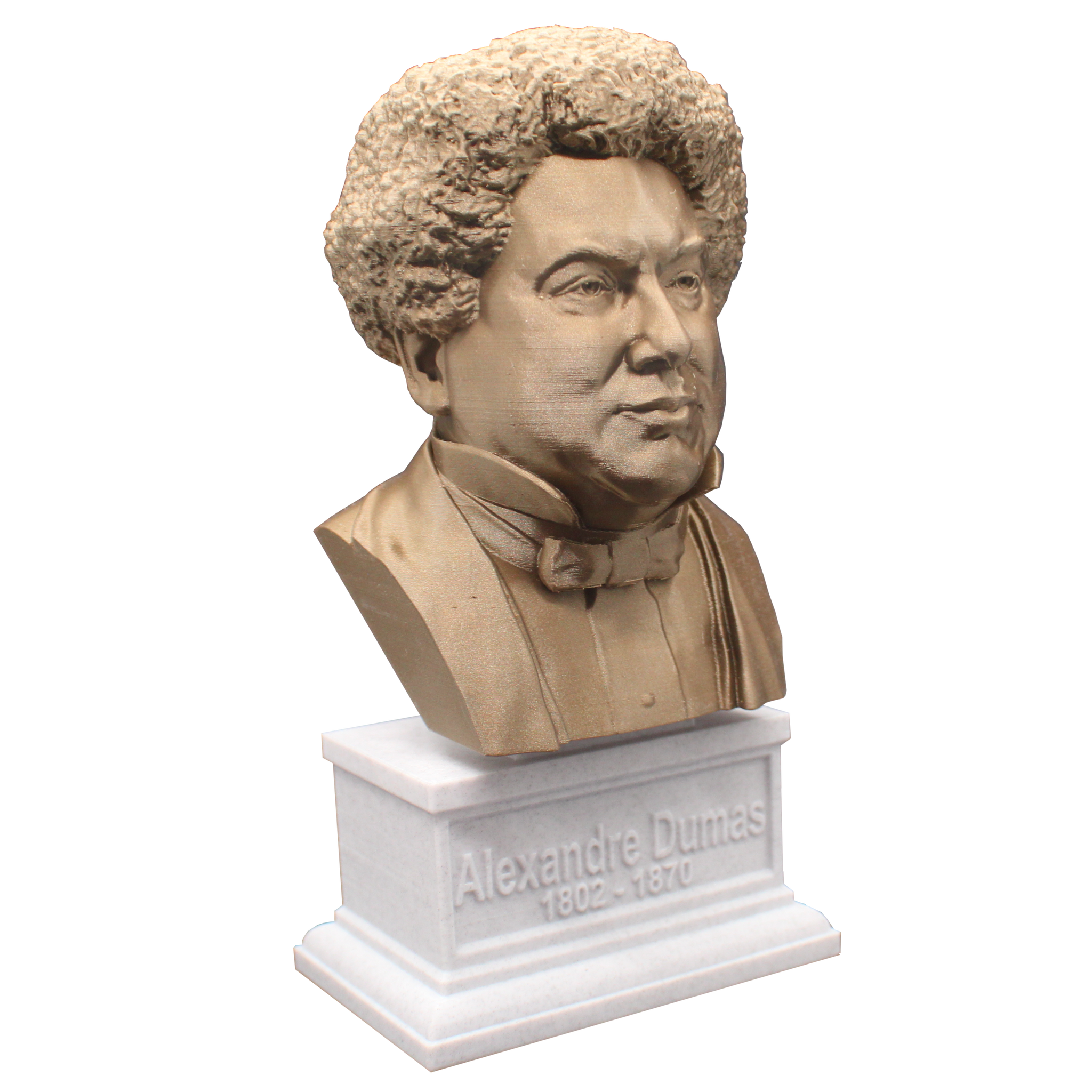 Alexandre Dumas, Famous French Writer, Sculpture Bust on Box Plinth