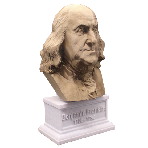 Benjamin Franklin USA Founding Father Sculpture Bust on Box Plinth